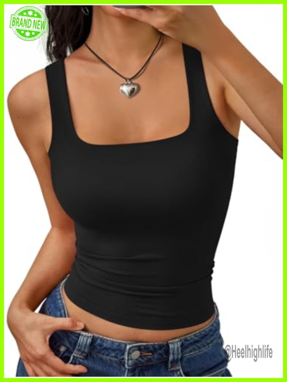 Double Lined Square Neck Tank Top Slimming Sleeveless Summer Top
